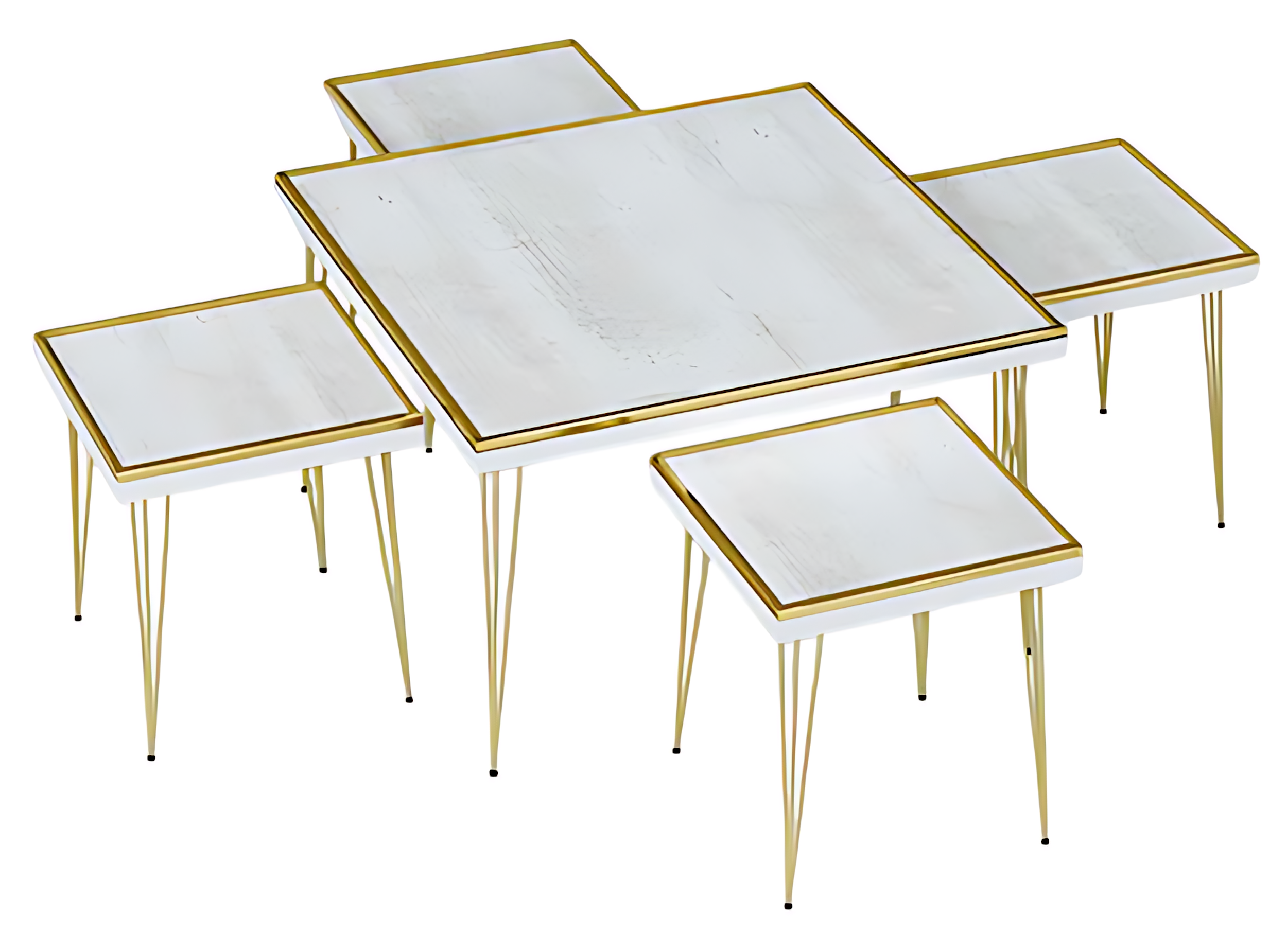 Weißes Wohnzimmer-Set aus MDF und Edelstahl im modernen Design