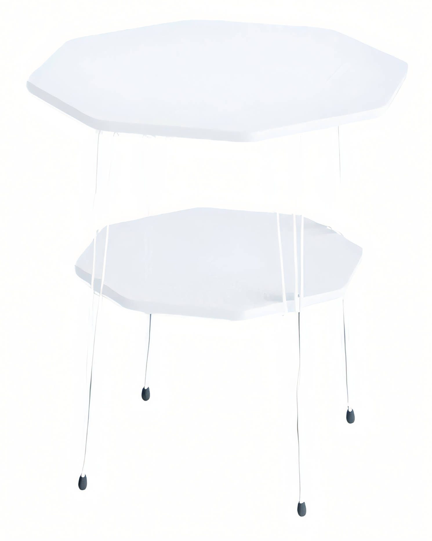 Design Beistelltisch Heptagon 2-Ebenen in Alpinweiß