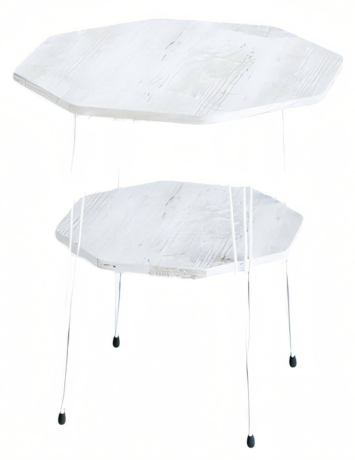 Design Beistelltisch in Weiß mit Zwei Ebenen