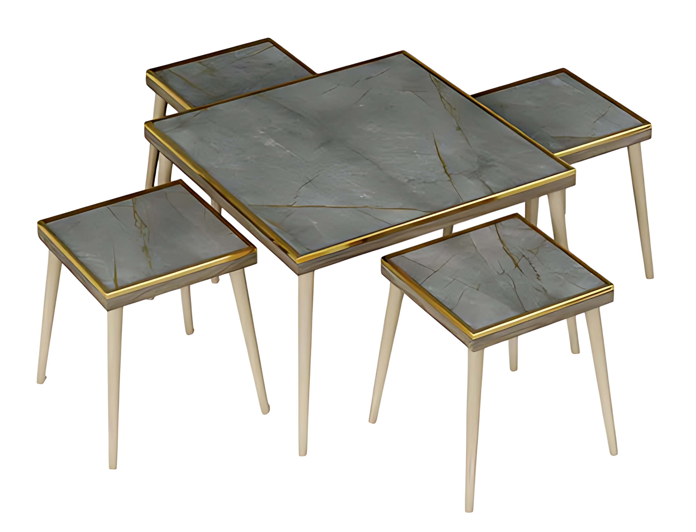 Moderner Wohnzimmer-Set in Grau aus Holz und Edelstahl