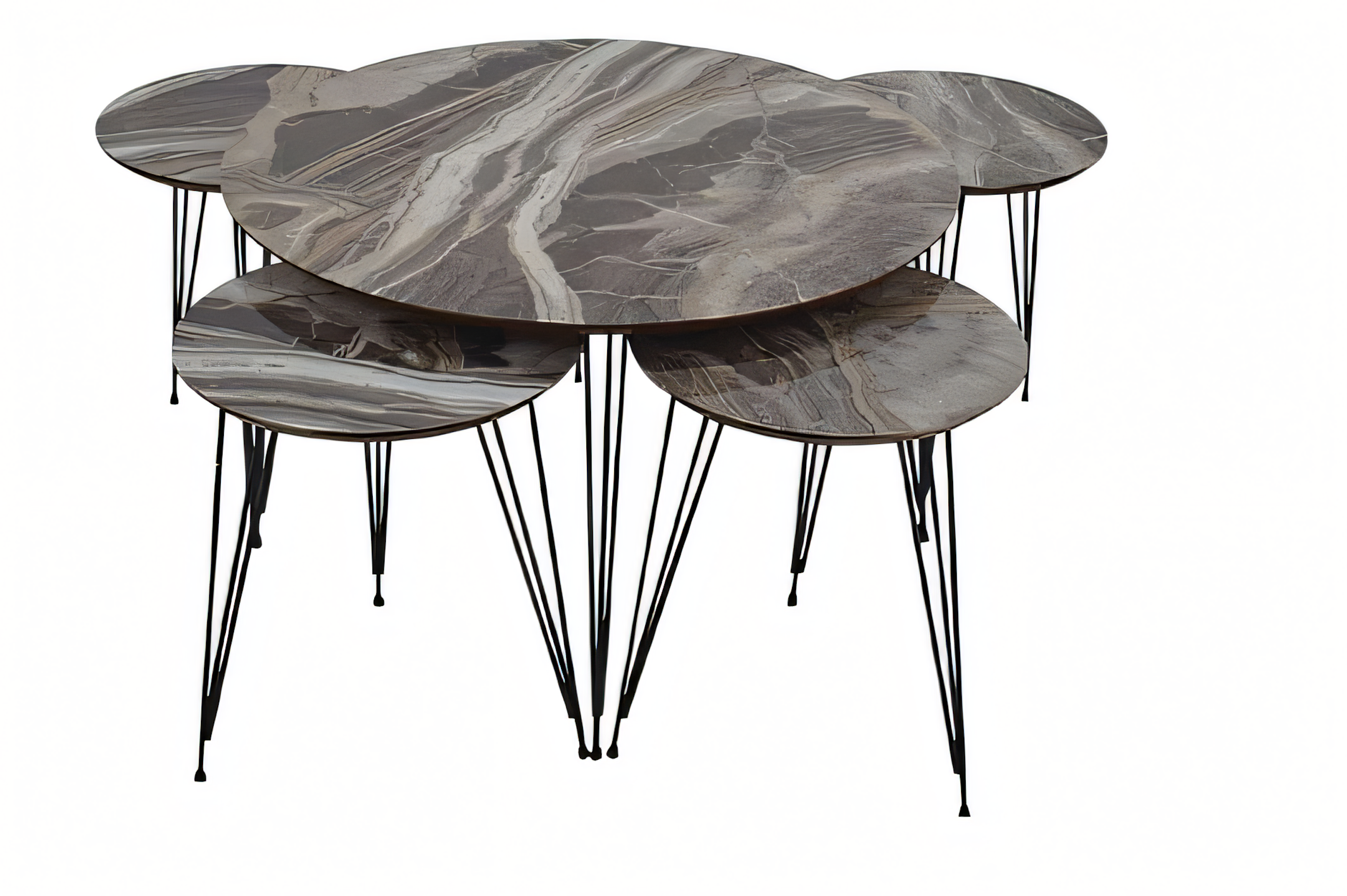 Luxus Beistelltisch Kollektion – 5-teilige Satztische, Etagentische & Laptoptische (Marmor- & Holz-Optik)