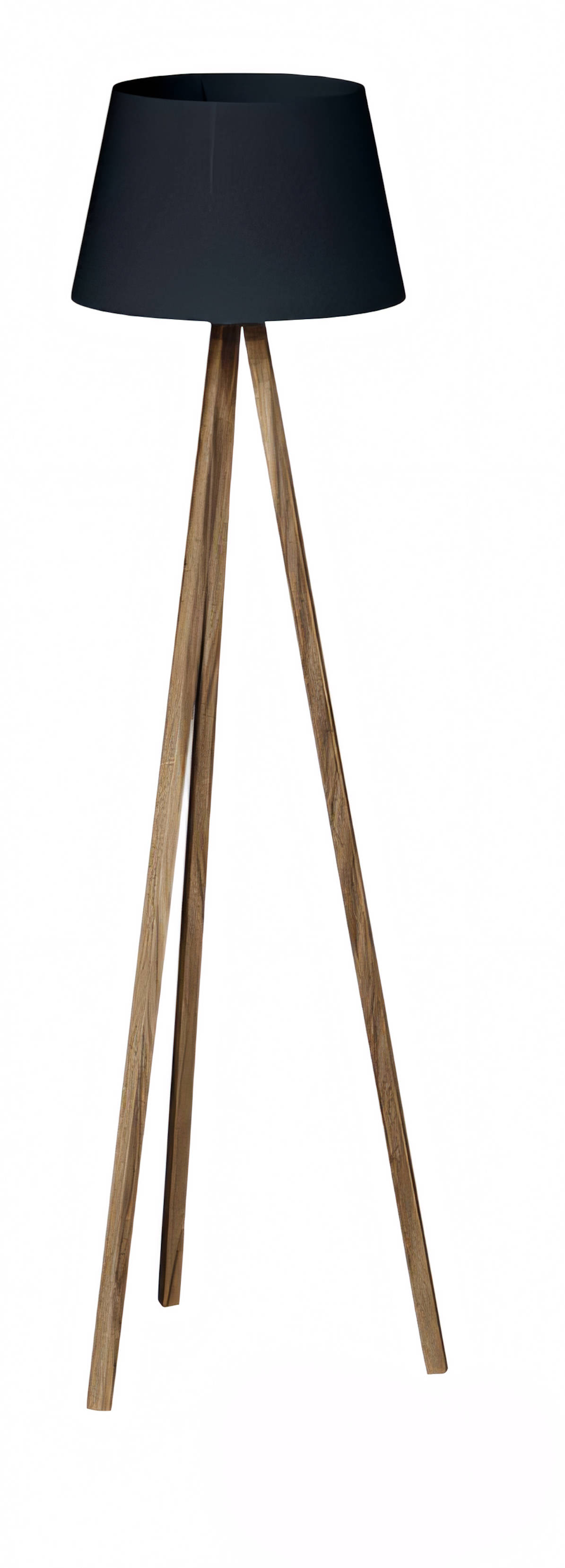 Elegante schwarze Stehlampe aus Holz im modernen Design