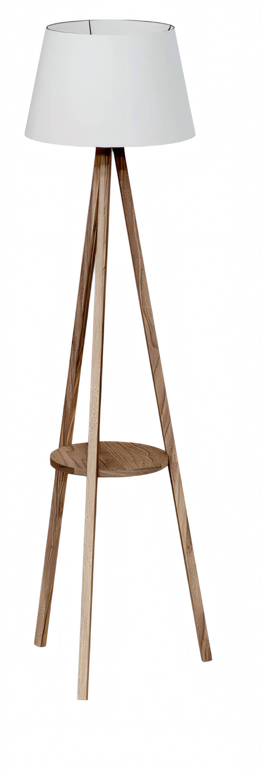 Weiße Holz Stehlampe mit Regal modern und stilvoll