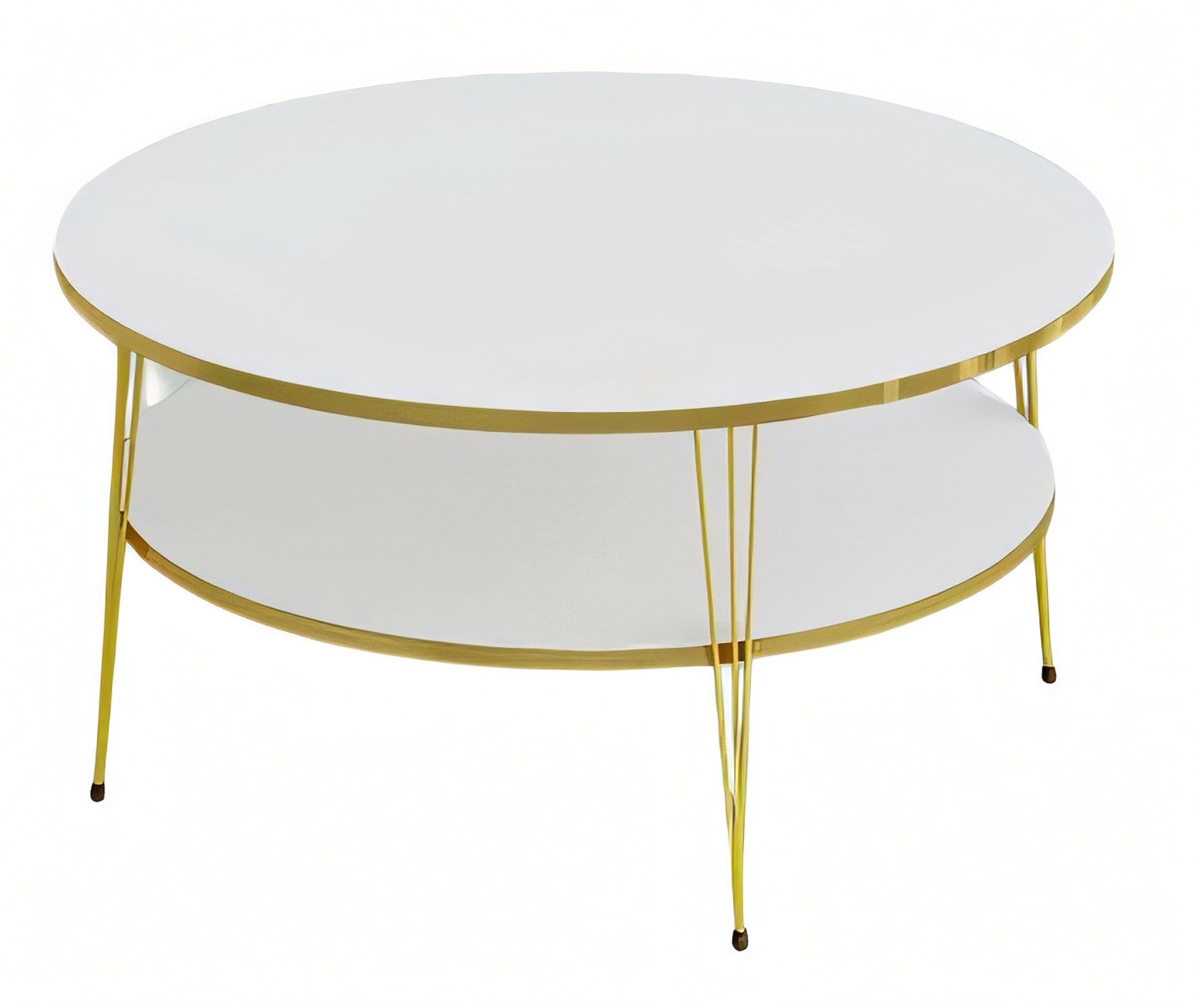 Klassischer Weißer Couchtisch aus Holz mit Edelstahlrahmen