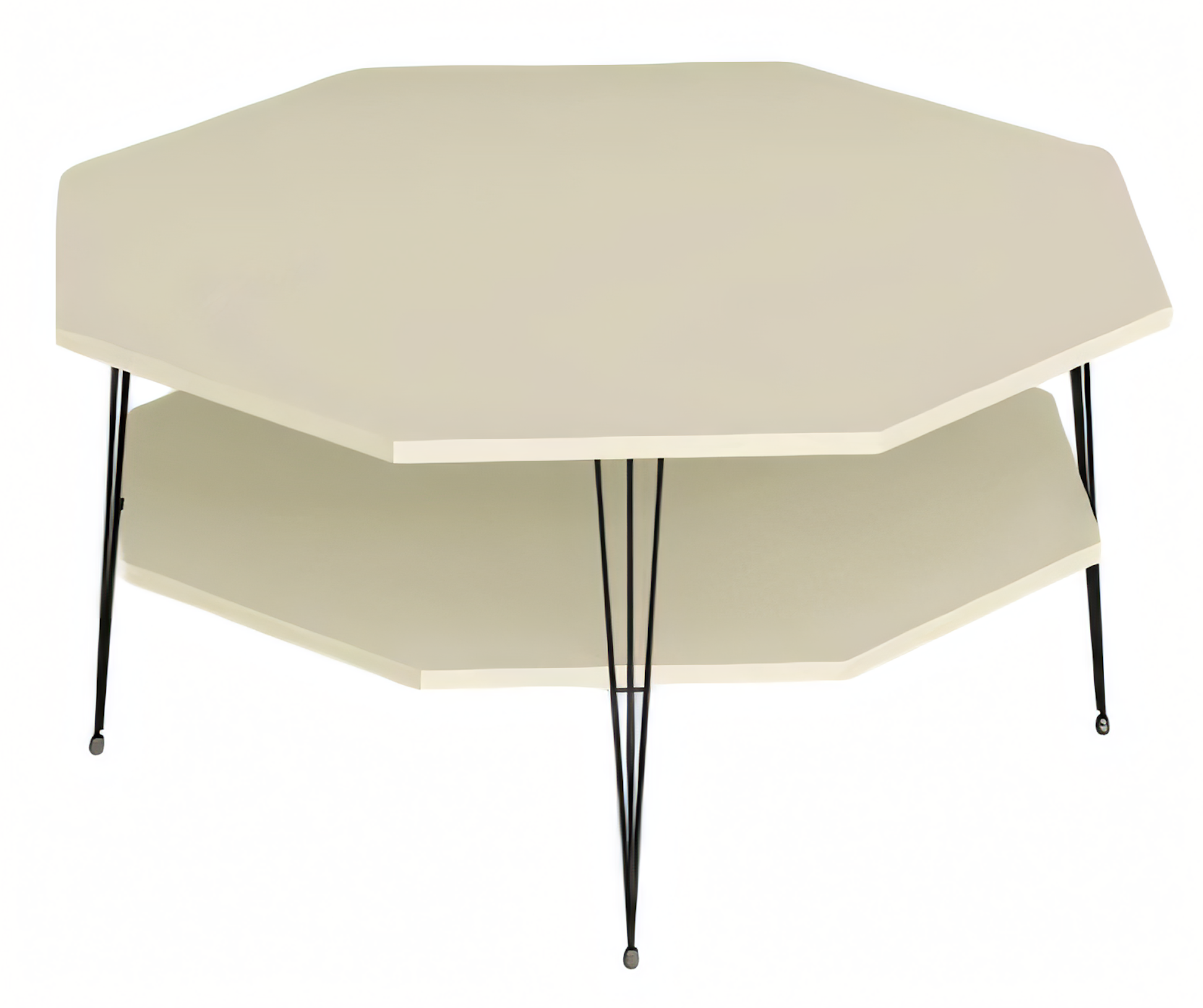 Moderner Beigefarbener Couchtisch aus Holz mit Edelstahlrahmen