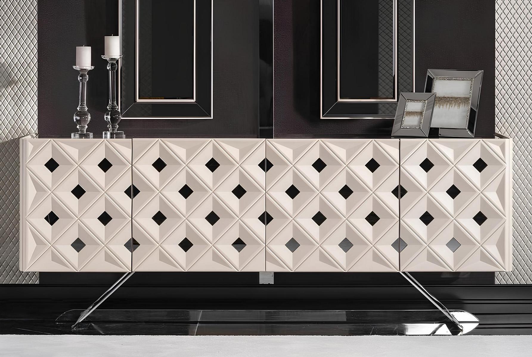 Elegantes weißes Holz- und Metall-Sideboard im modernen Design