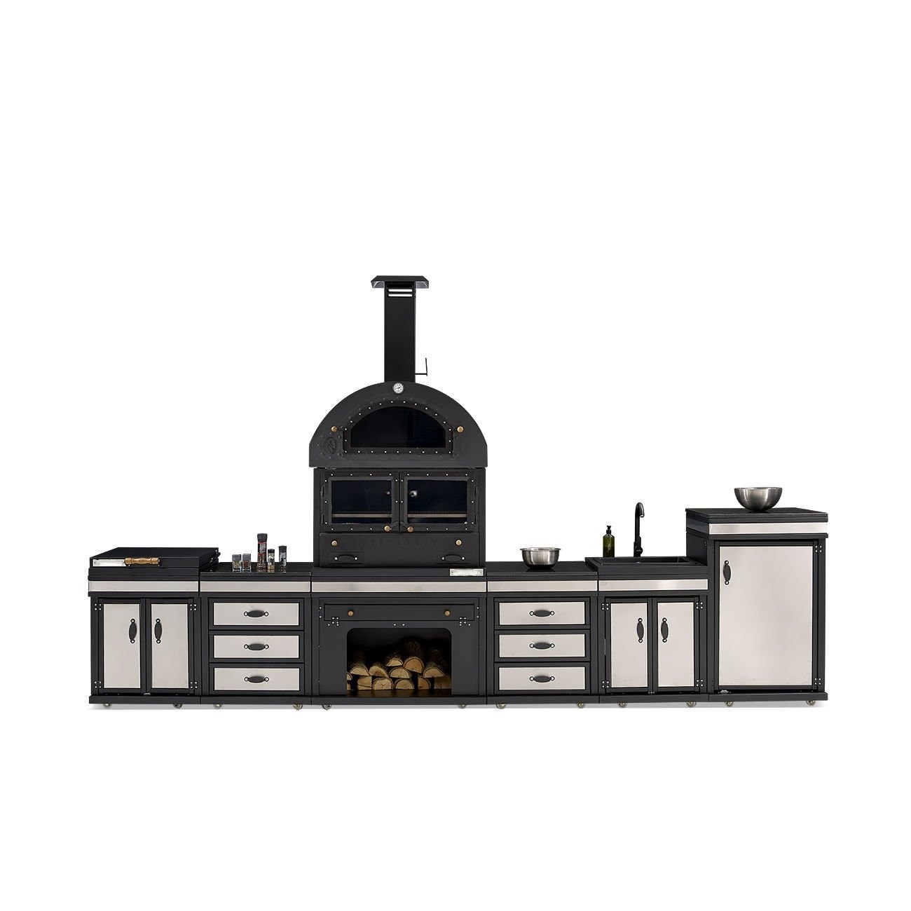 Außenküche in Schwarz aus Edelstahl modern und stilvoll