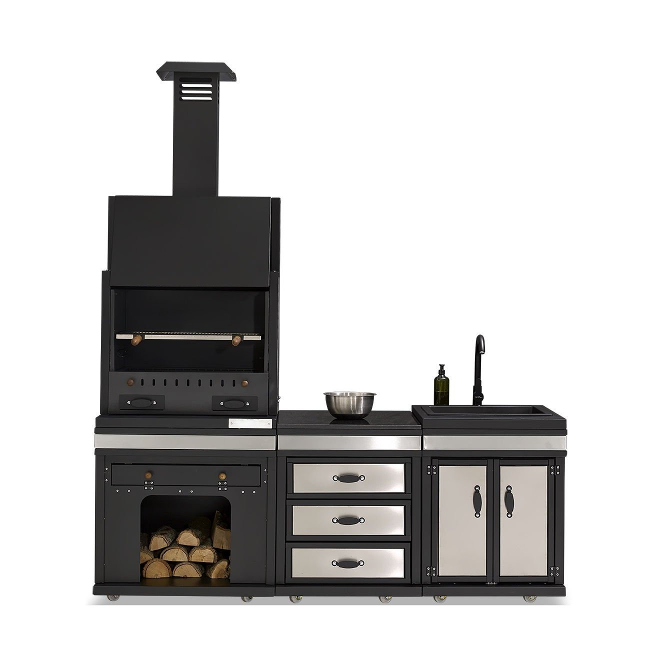 Außenküche aus Edelstahl in Schwarz modern und stilvoll