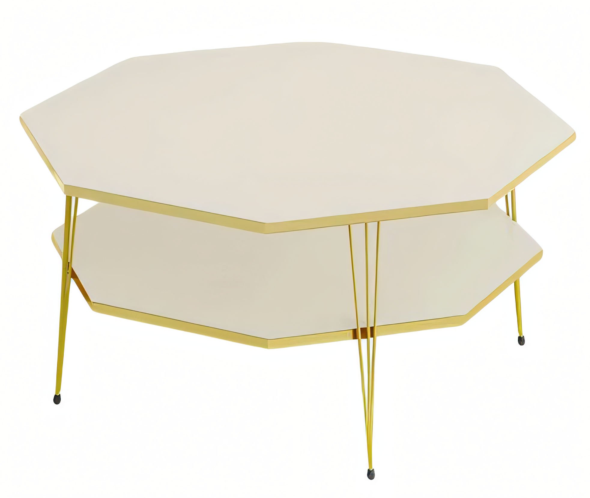 Moderner Beigefarbener Couchtisch aus Holz mit Edelstahl