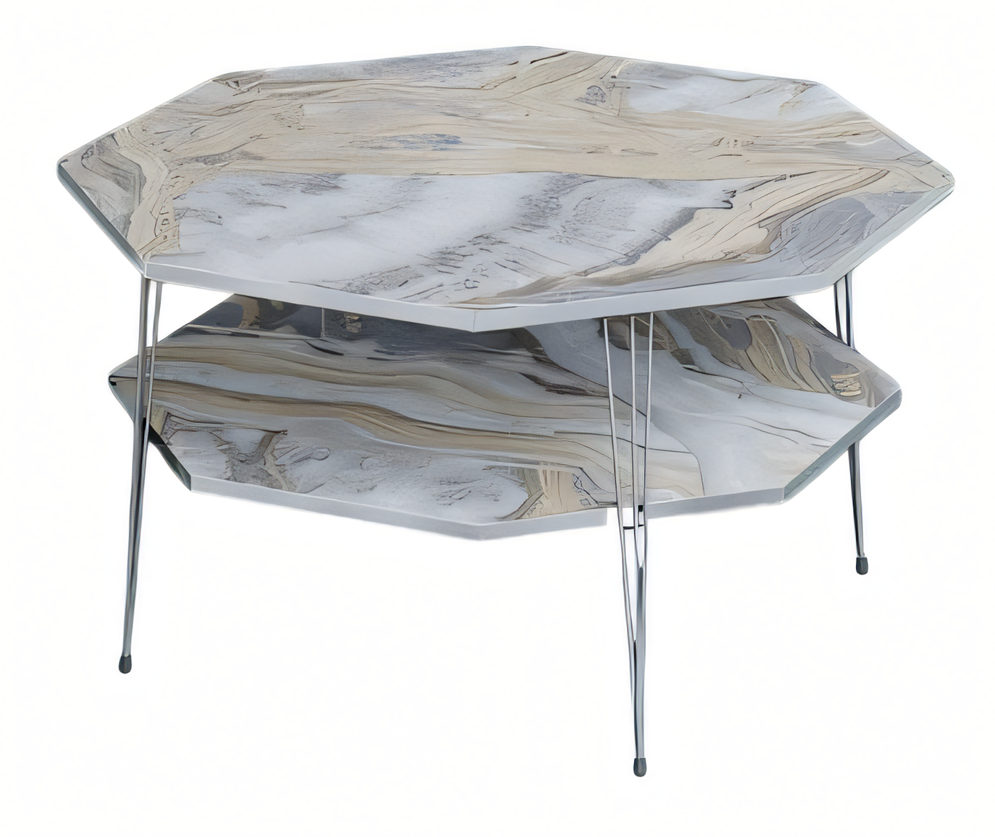 Mehrfarbiger Holz-Couchtisch im modernen Design