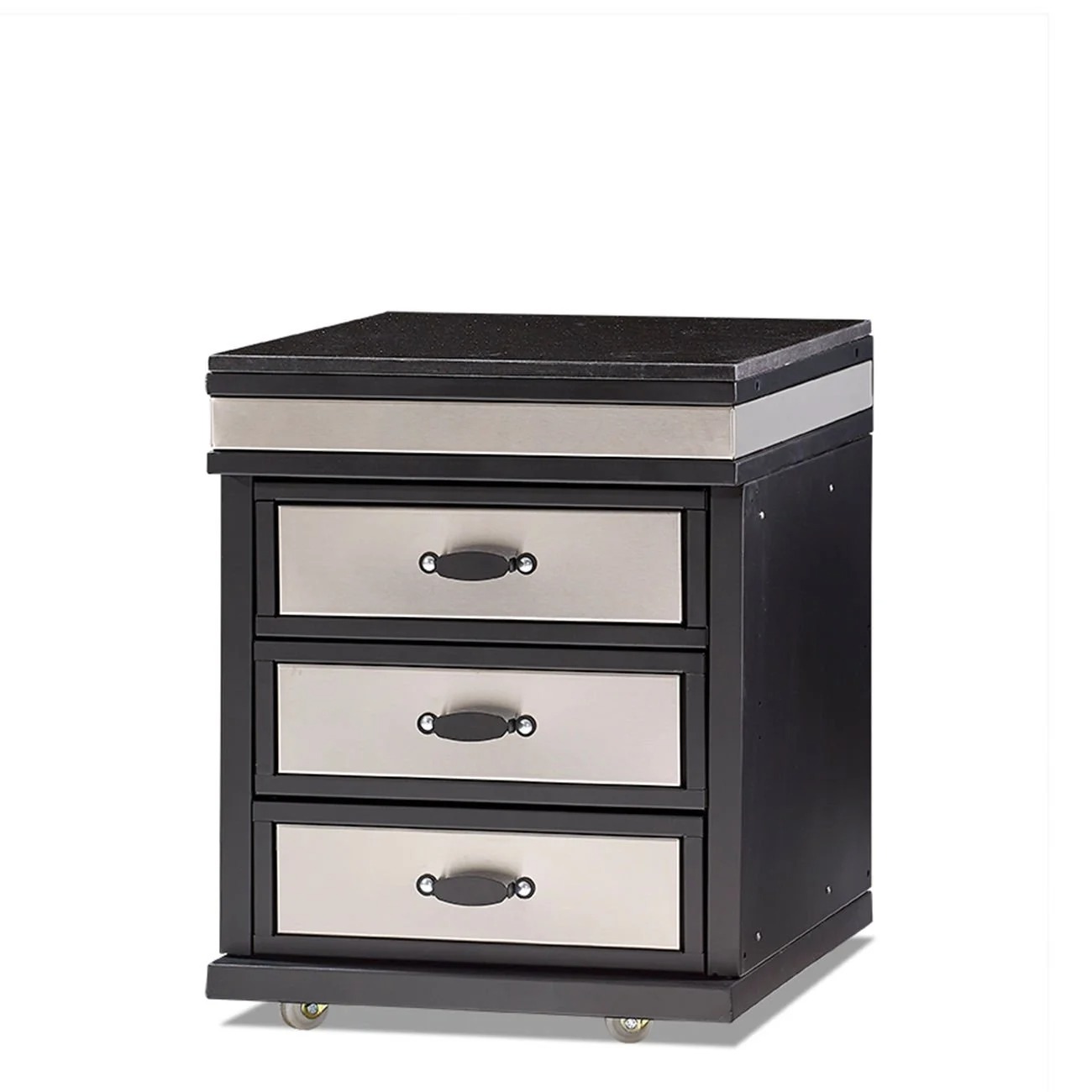 Elegantes Außenküchenmodul aus Edelstahl in Silber für Garten