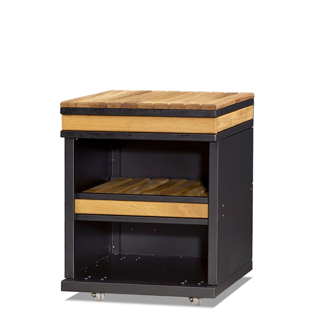 Außenküchenmodul aus Holz und Edelstahl in Braun für Garten