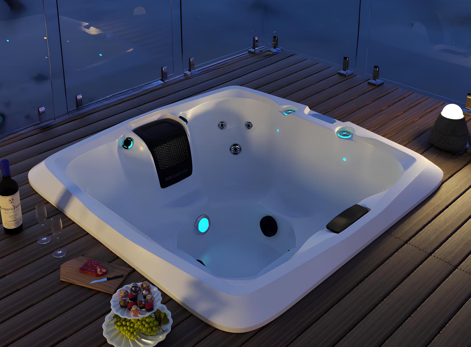 Whirlwanne Whirlpool Blubberbad Hydromassagewanne Spa-Bad 190x190 cm