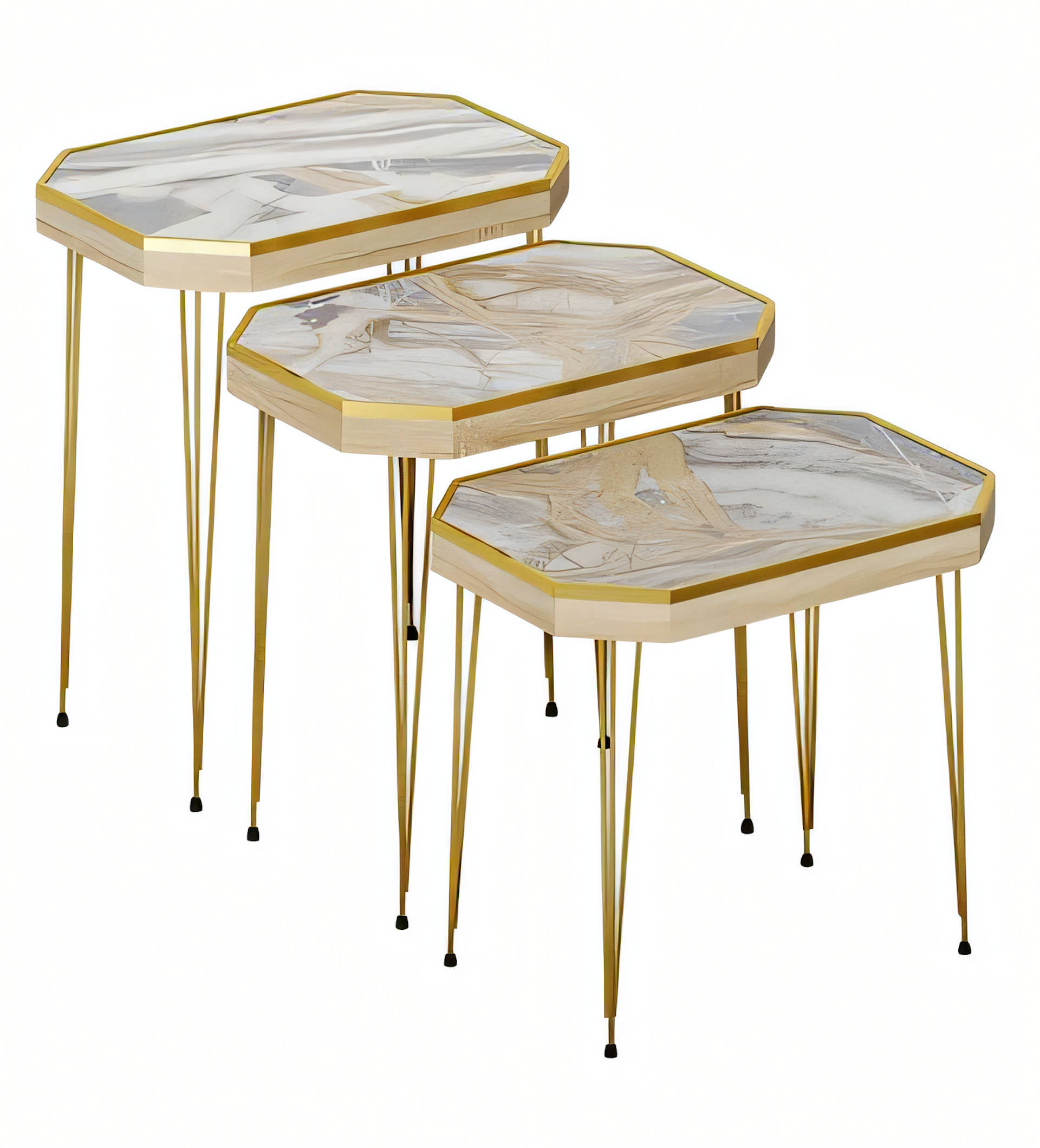 Luxus Beistelltisch Kollektion – Satztisch-Sets, Etagentische & Z-Form Laptoptische (Marmor-, Holz- & Uni-Optik)