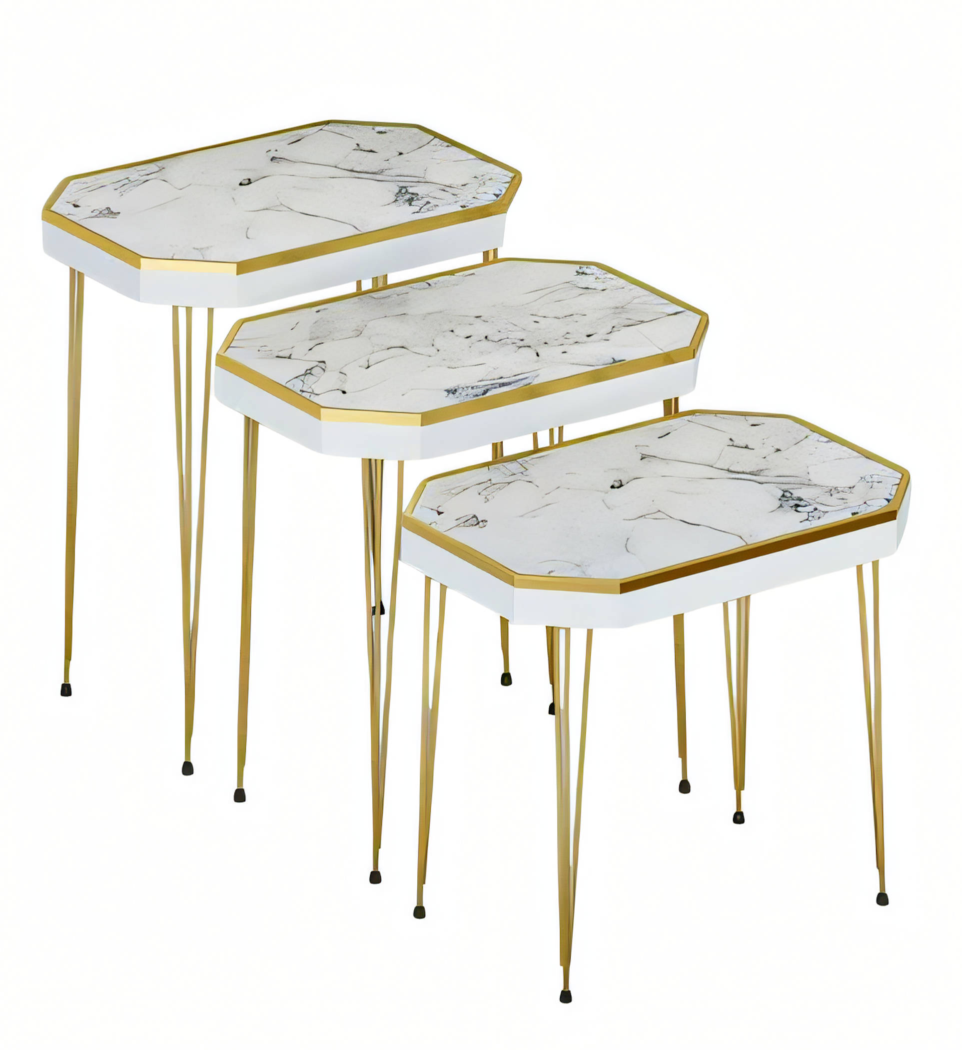 Luxus Beistelltisch Kollektion – 5-teilige Satztische, 3er-Sets & Laptoptische (Marmor-, Holz- & Uni-Optik)