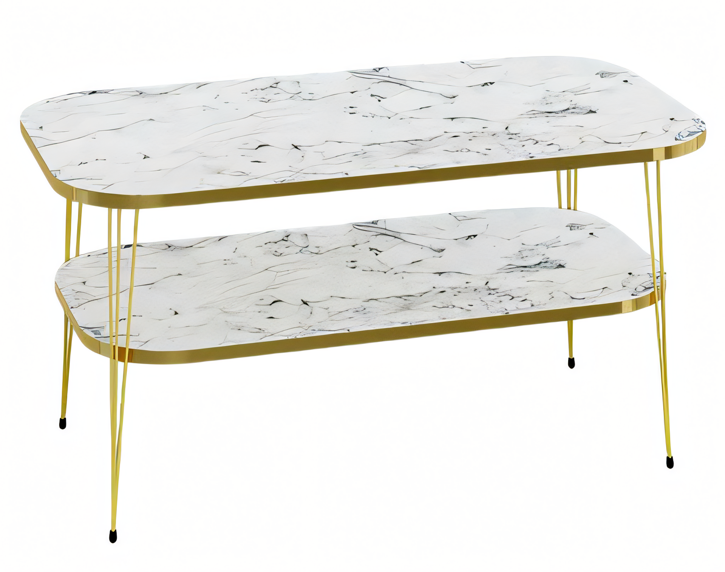 Moderner weißer Couchtisch aus Holz mit Edelstahlrahmen