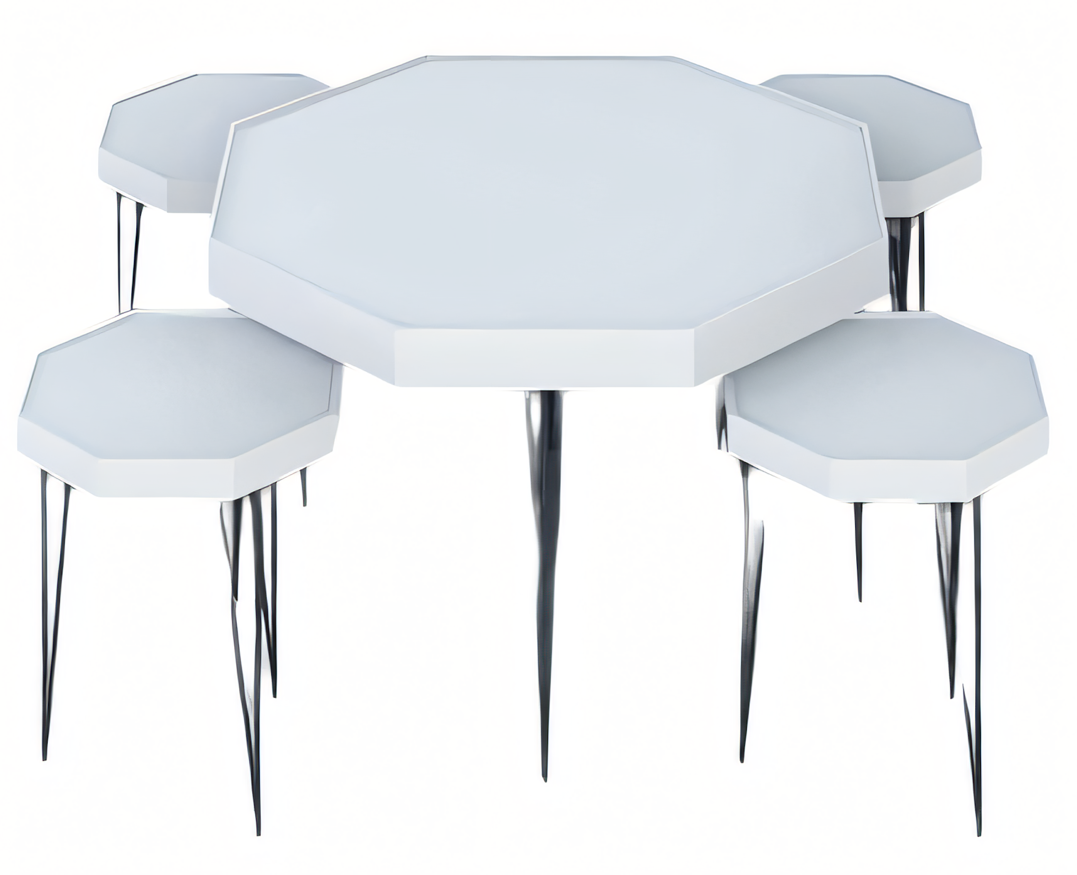 Beistelltisch Set 5 Teile in Weiß mit Schwarz-Legierung