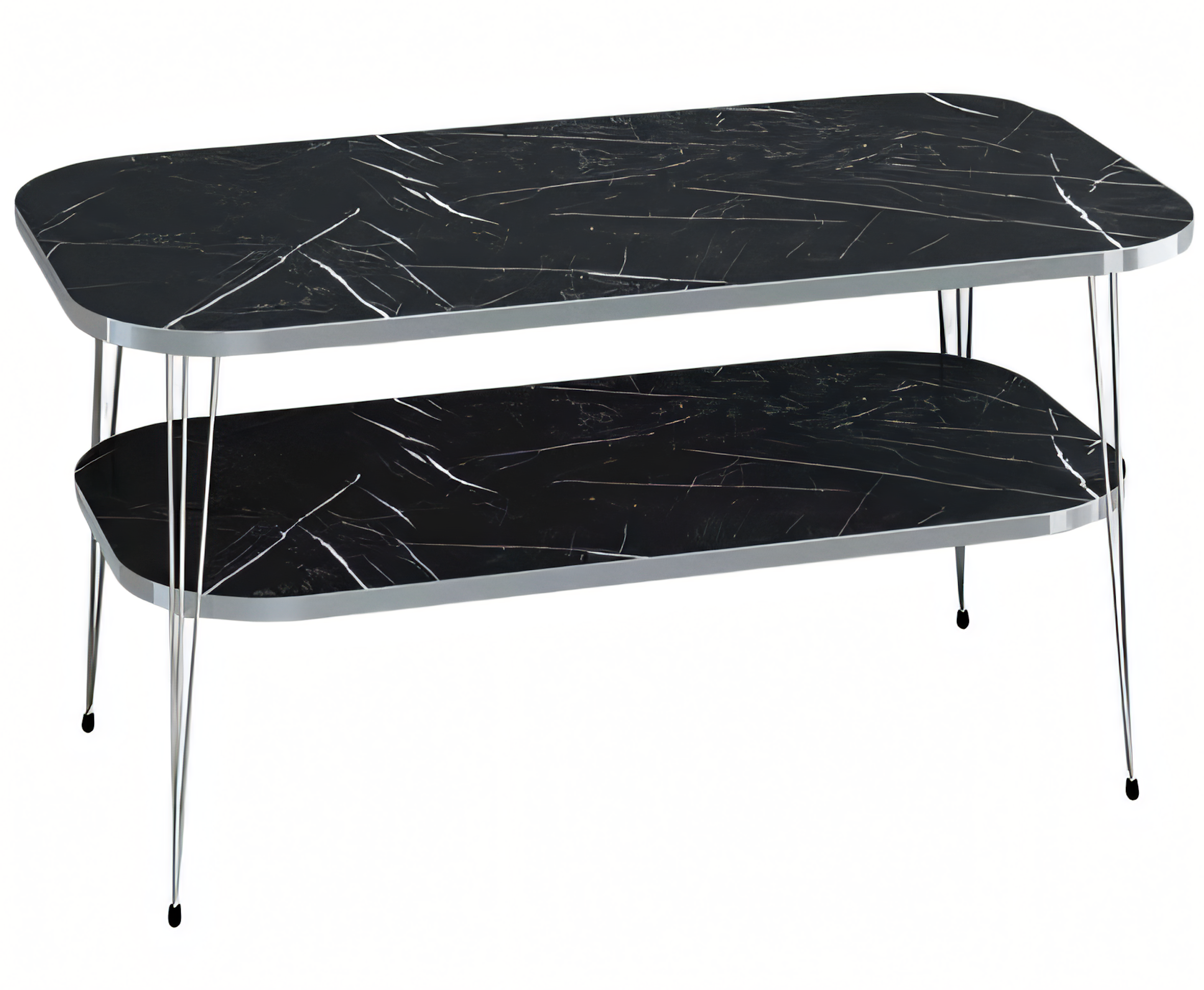 Moderner schwarzer Couchtisch aus Holz mit Edelstahl-Design