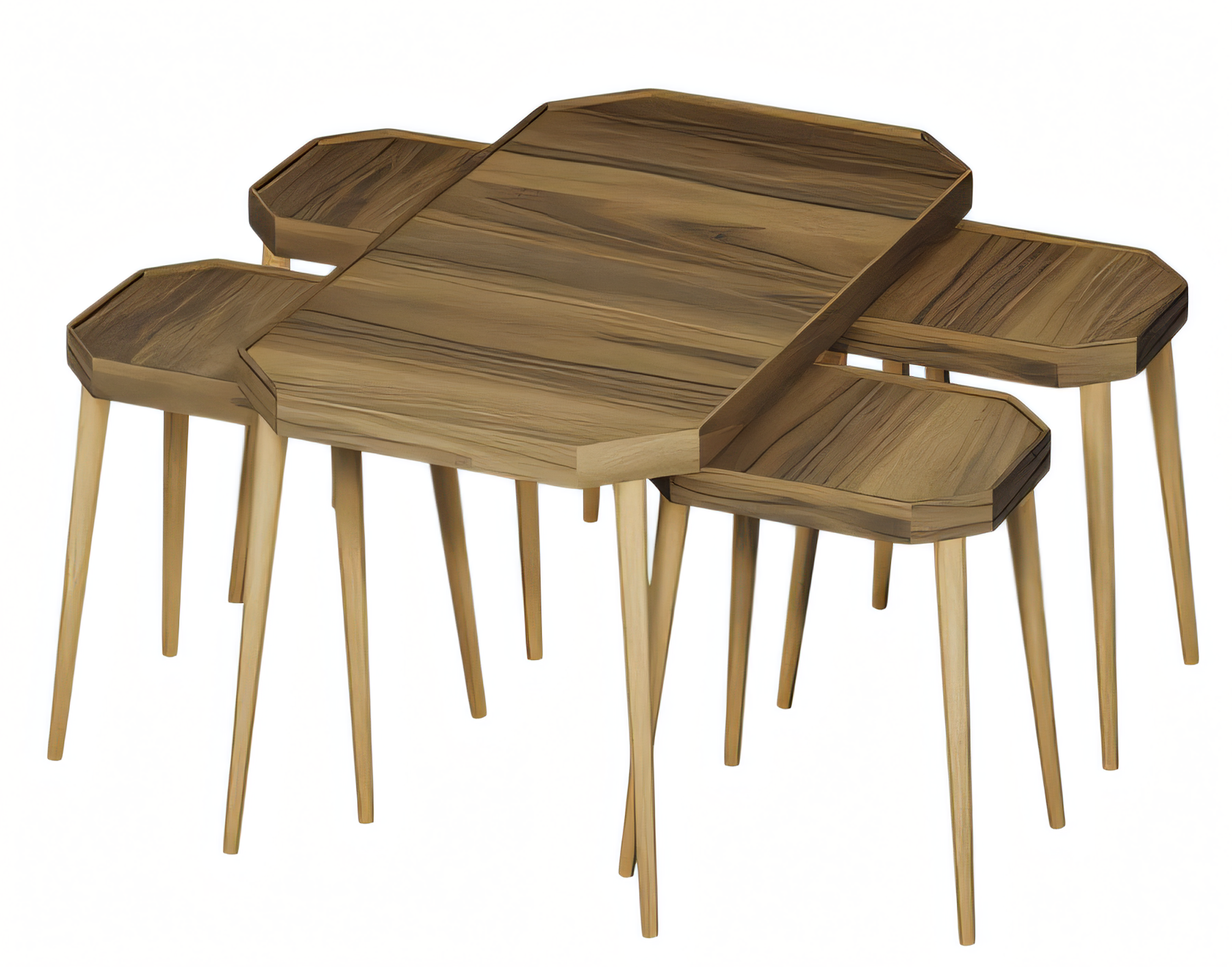 Beistelltisch Set 5 Teile aus Holz mit Modernem Design