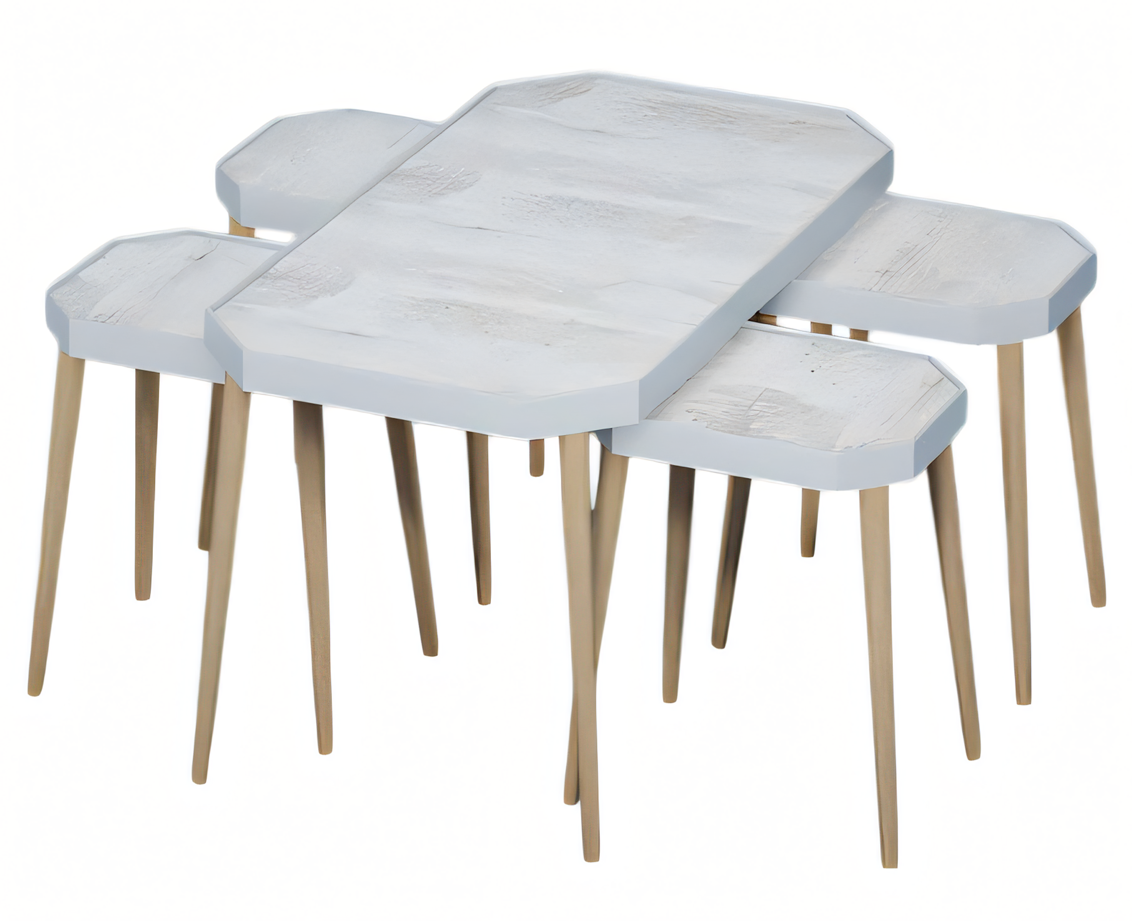 Beistelltisch Set 5 Teile mit Holz-Beinen im Modernen Design
