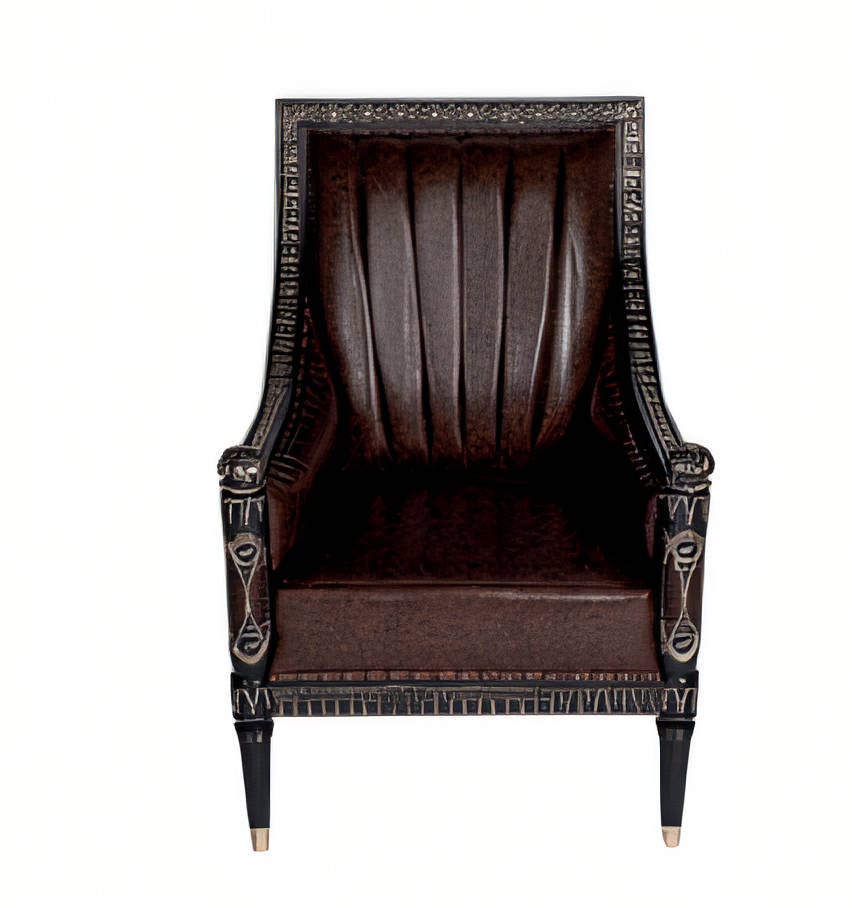 Moderner brauner Ledersessel aus Holz mit minimalistischen Design