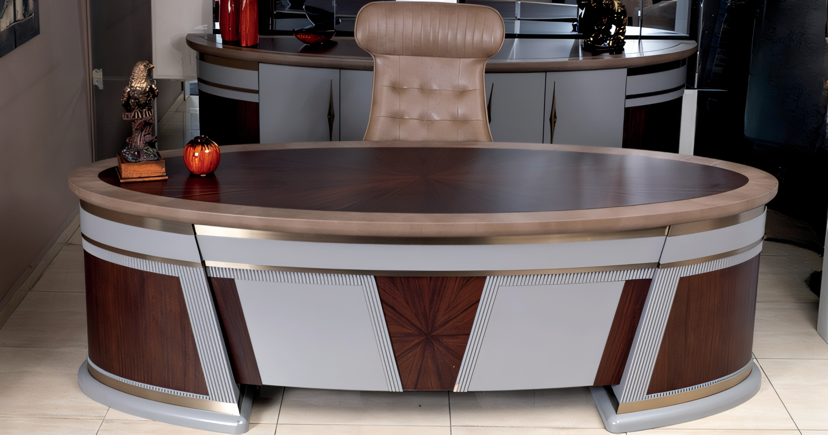 Arbeitszimmer-Set aus Holz in warmem Braun modern elegant