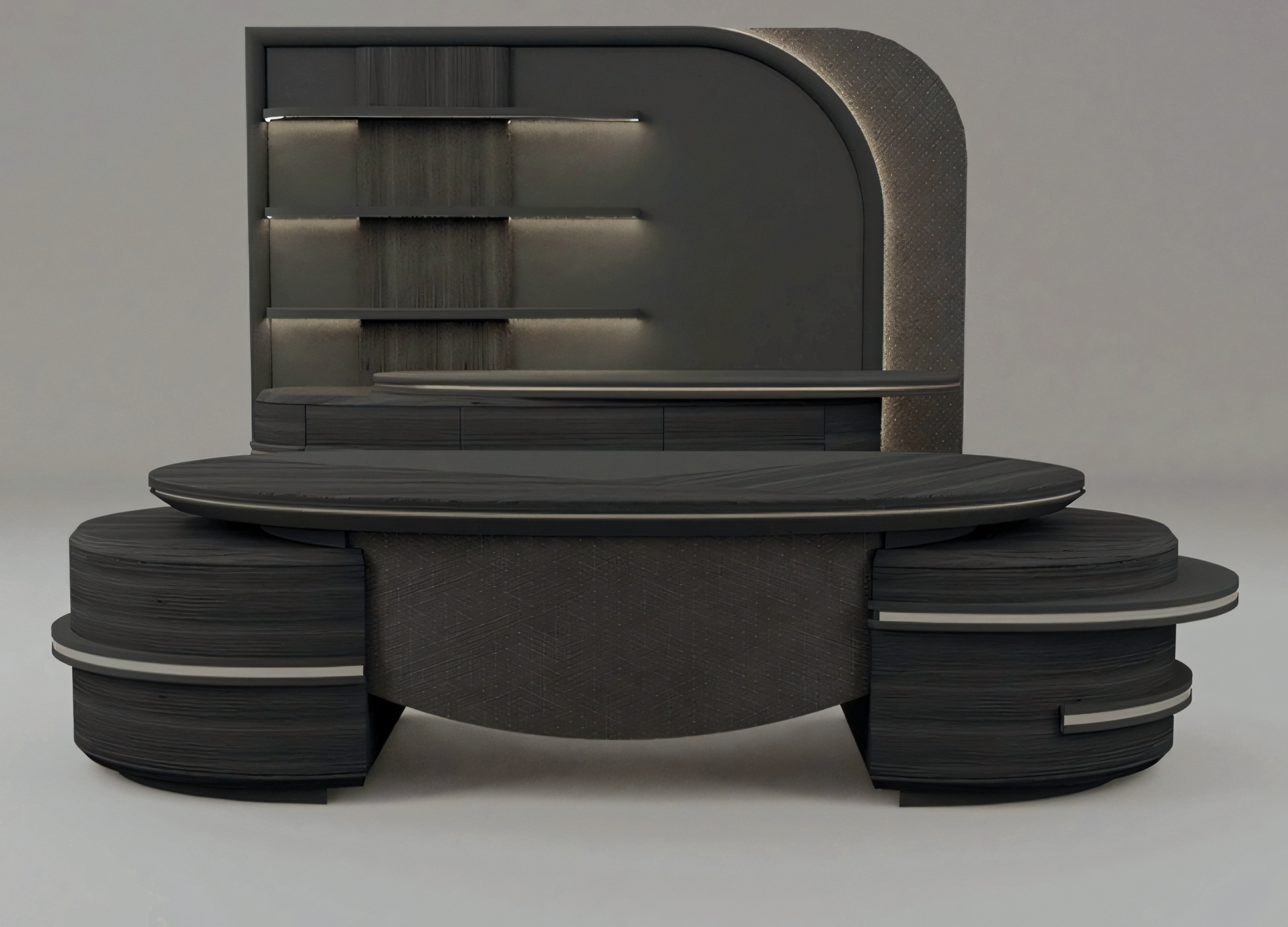 Arbeitszimmer-Set Grau Holz Modernes Design