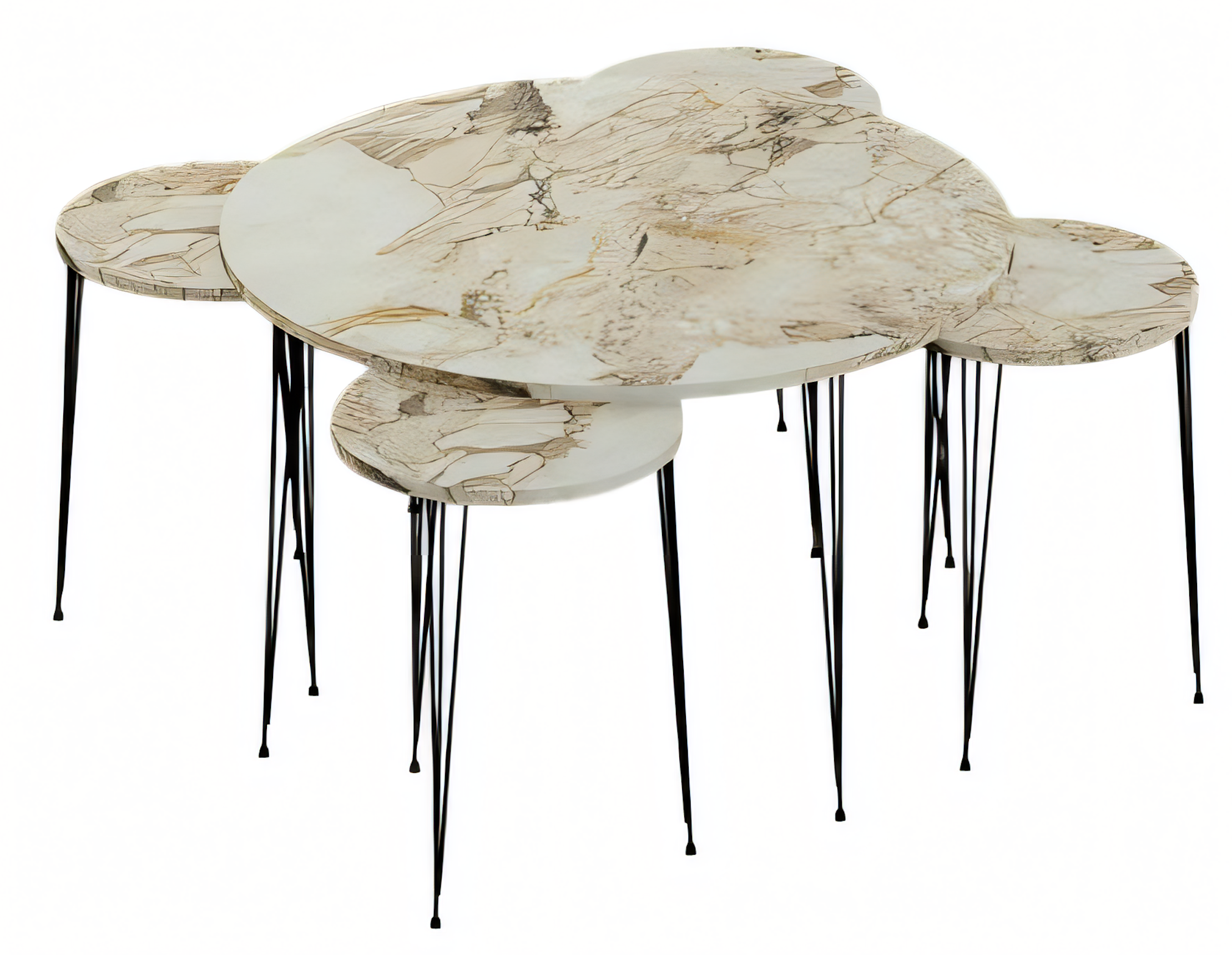 Design Beistelltisch Set Weiß & Schwarz