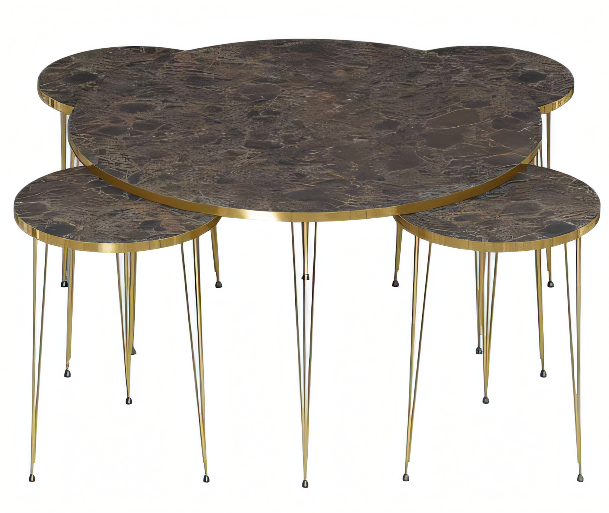 Eleganter Holz-Couchtisch mit 4 Beistelltischen in Braun