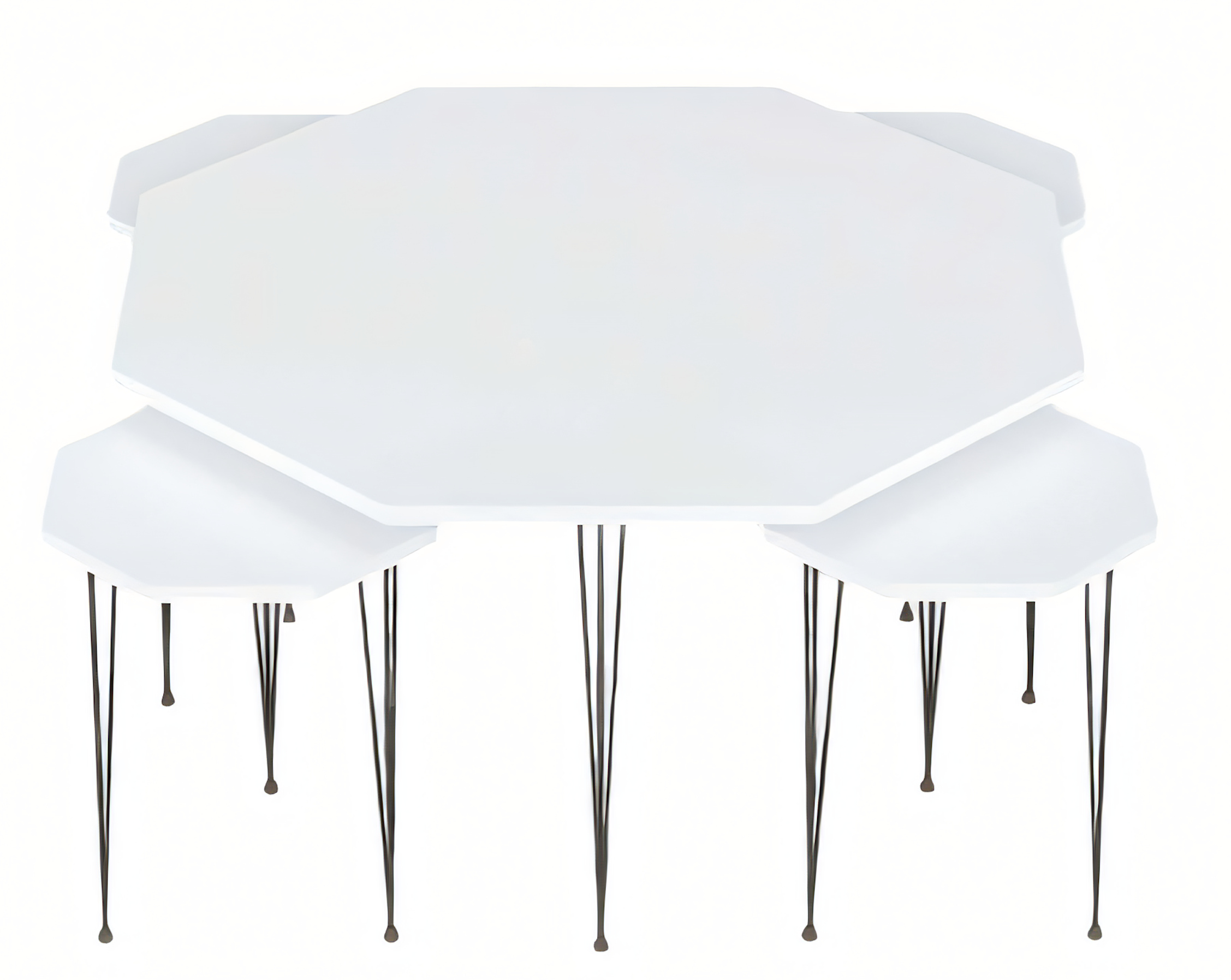 Beistelltisch Set 4 Teile Weiß mit Metallbeinen