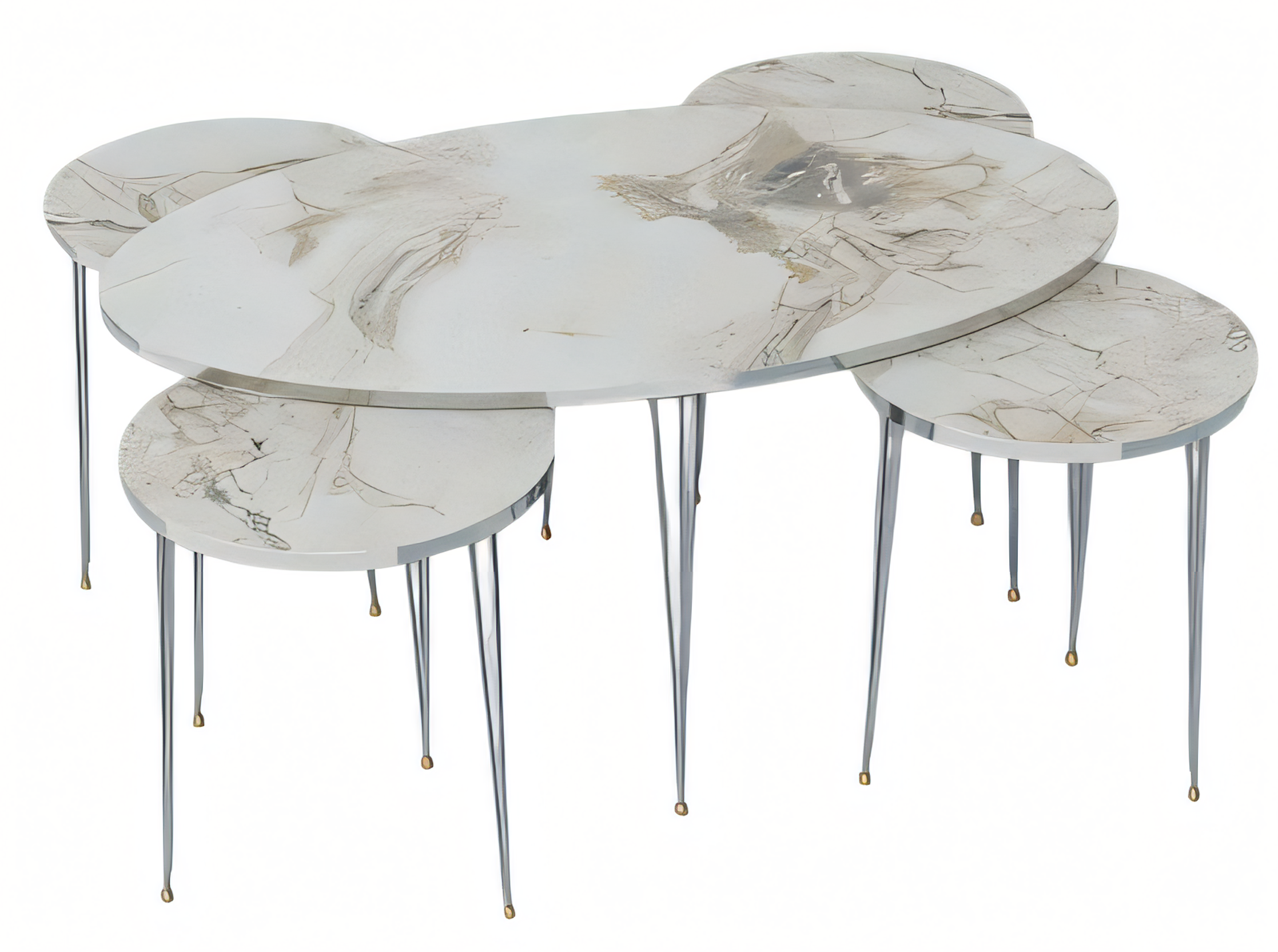 Mehrfarbiger Holz-Couchtisch mit Beistelltischen im modernen Design