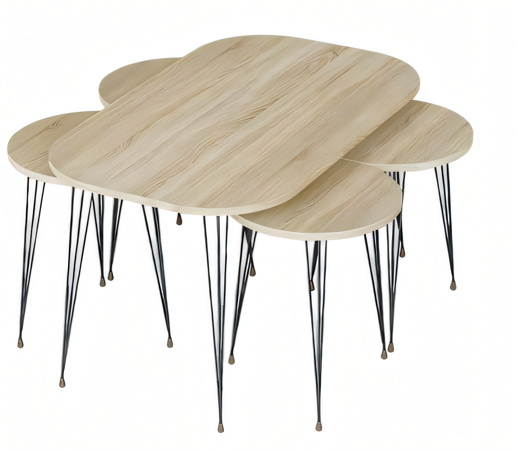 Moderner Holz-Couchtisch mit Beistelltischen in Braun