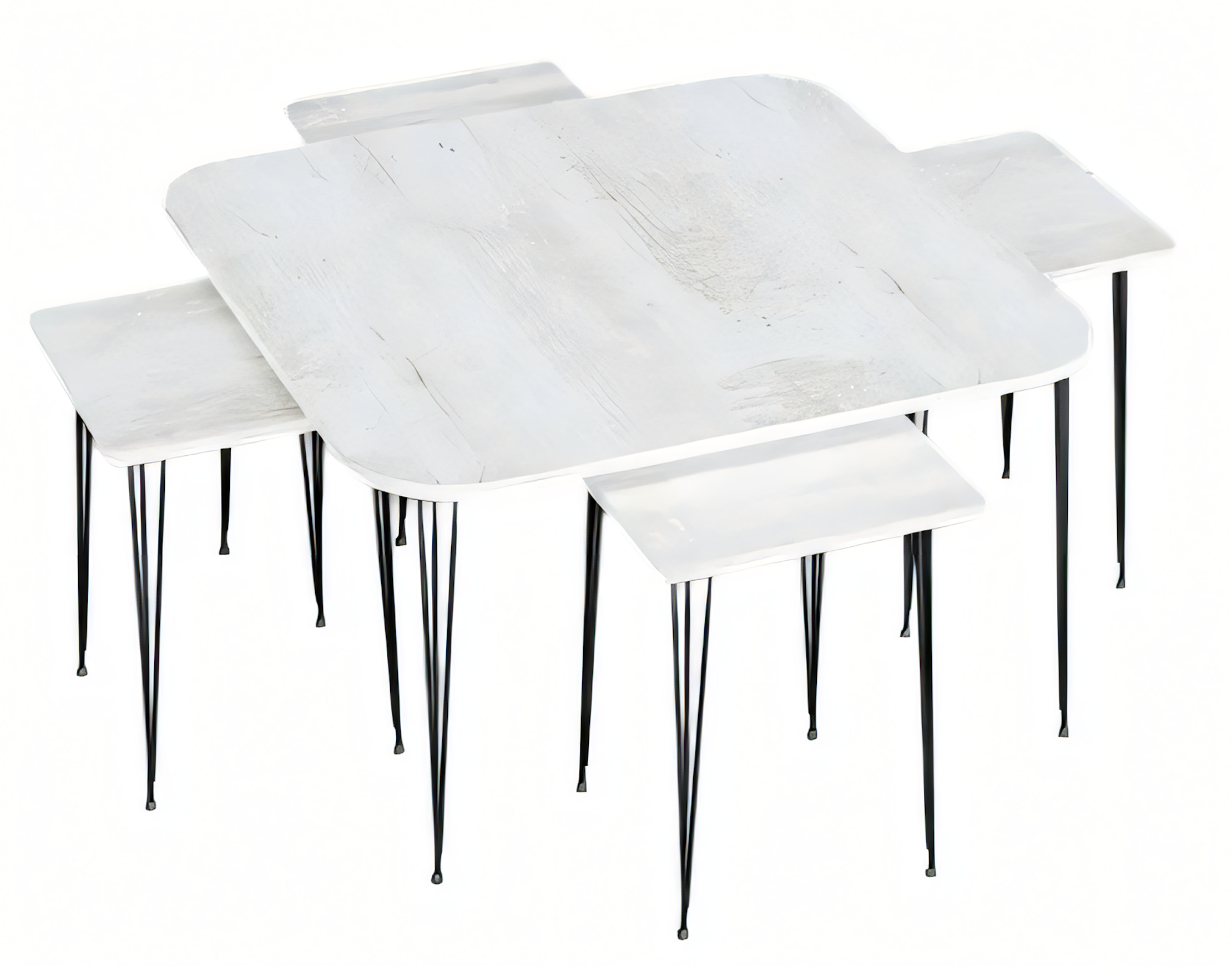 Design Couchtisch Set mit 4 Beistelltischen in Holz-Optik