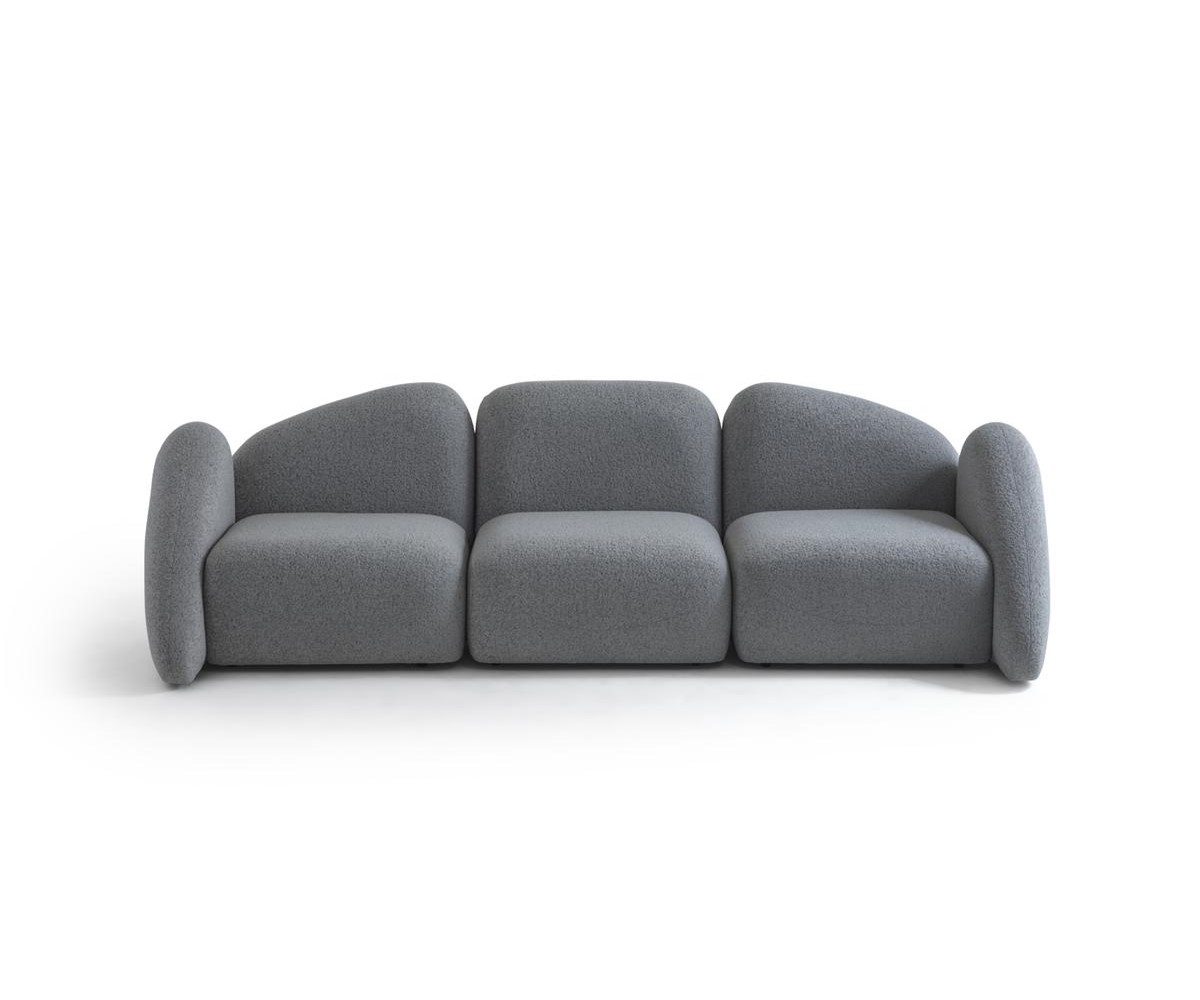 Moderner grauer Stoff 4-Sitzer Sofa mit Holzrahmen