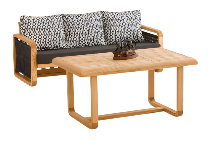 Gartenmöbel Set aus Holz und Textil in Schwarz, modernes Design