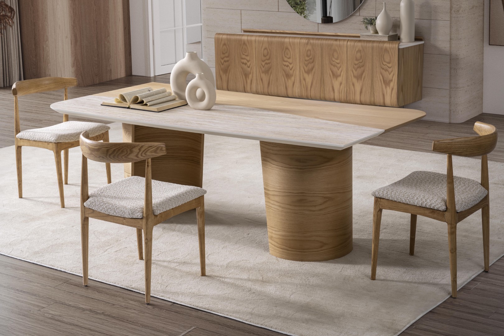 Brauner eleganter Holzstuhl für Esszimmer, Wohnzimmer und Büro