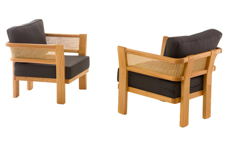 Moderne schwarze Holz-Textil Sessel im zeitgenössischen Design