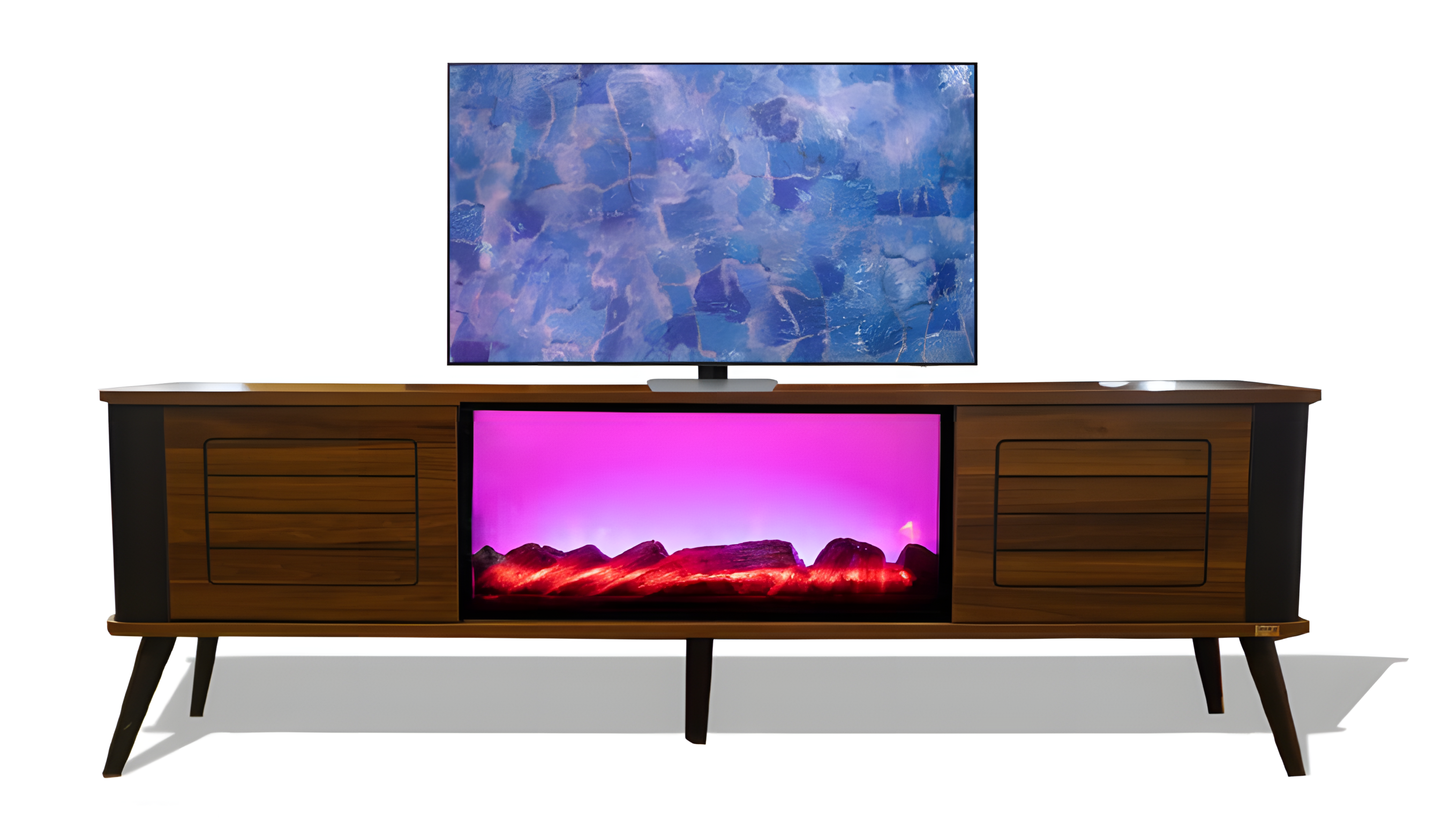 Die gemütliche Illusion eines Kamins, Holzelemente Musiksteuerung