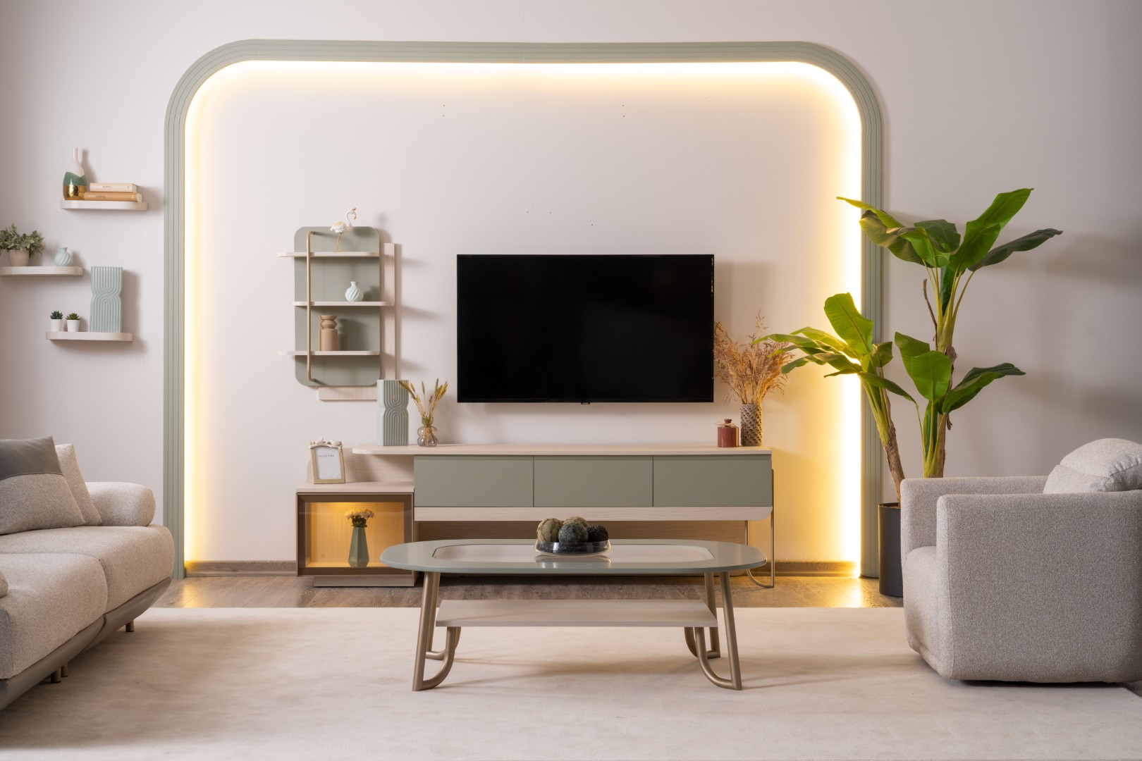 Moderner Stil für Ihr Wohnzimmer. Gemütliche Atmosphäre in jedem Detail