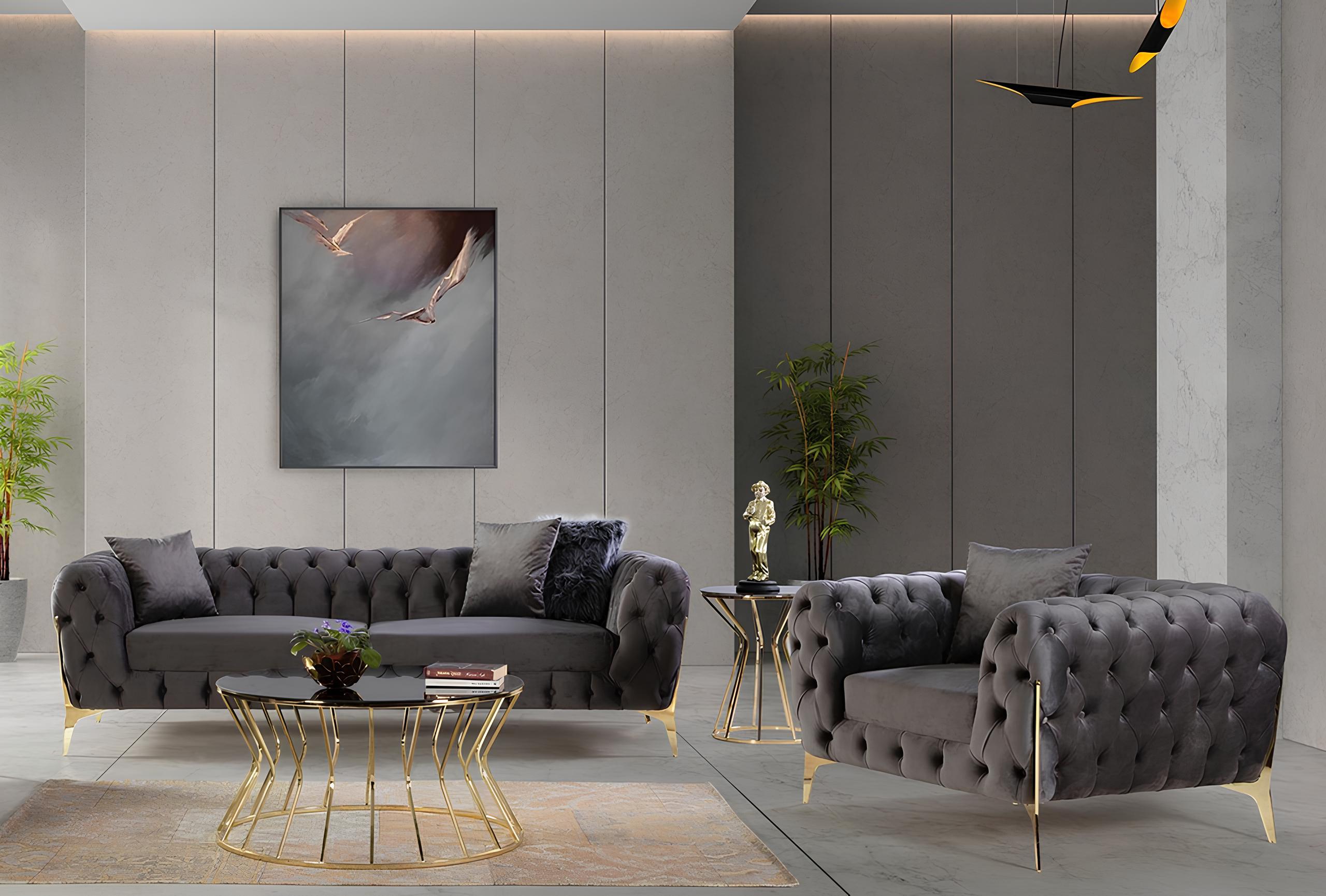 Schlichtes Set aus Sofa und Sessel – praktisch und elegant