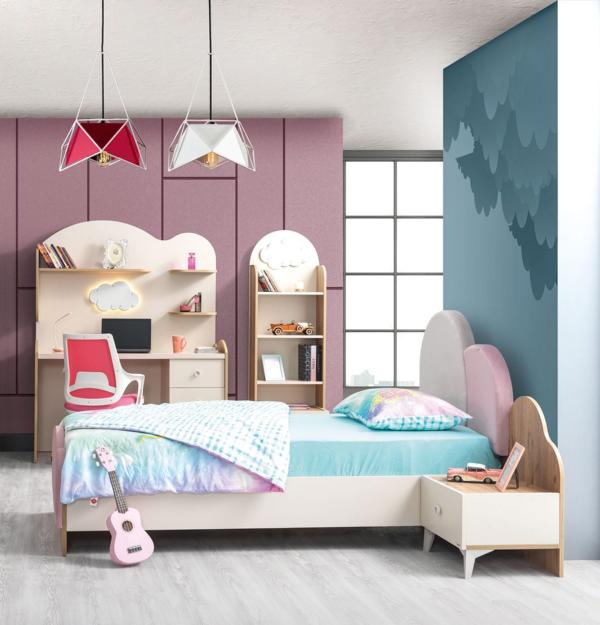 Kinderzimmer Set Kinderbett Nachttisch Buecherregal Schreibtisch