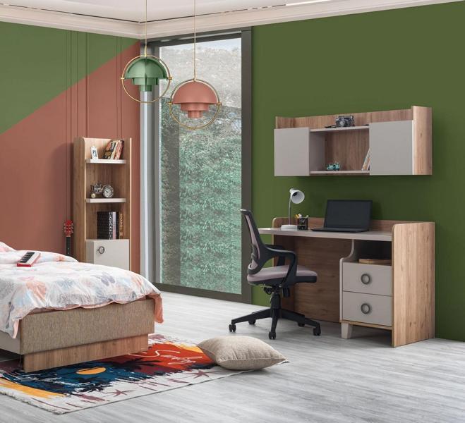 Braun Schreibtisch Designer Jugendzimmer Bücherregal Holz Luxus Möbel Hochwertig