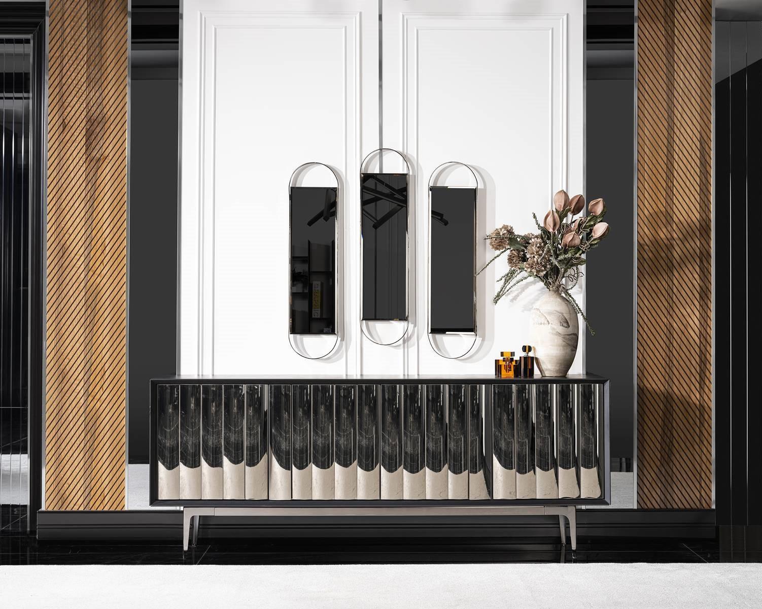 Kommode schwarz Sideboard Holz Schrank Möbel Einrichtung Anrichte Luxus