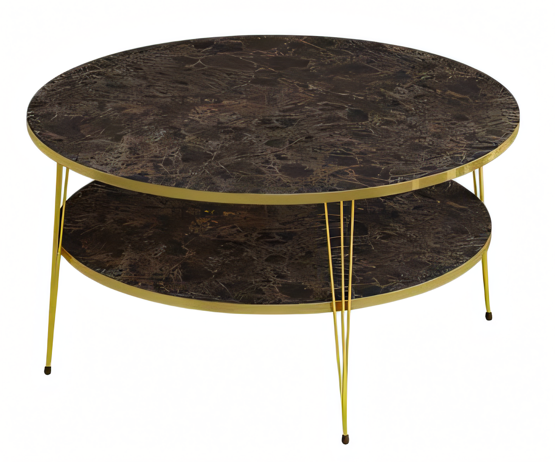 Praktisch und raffiniert – Couchtisch mit Ablagefläche und goldener Kante