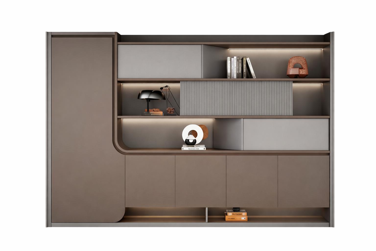 Moderner Büroschrank mit eleganter LED-Beleuchtung und klaren Linien