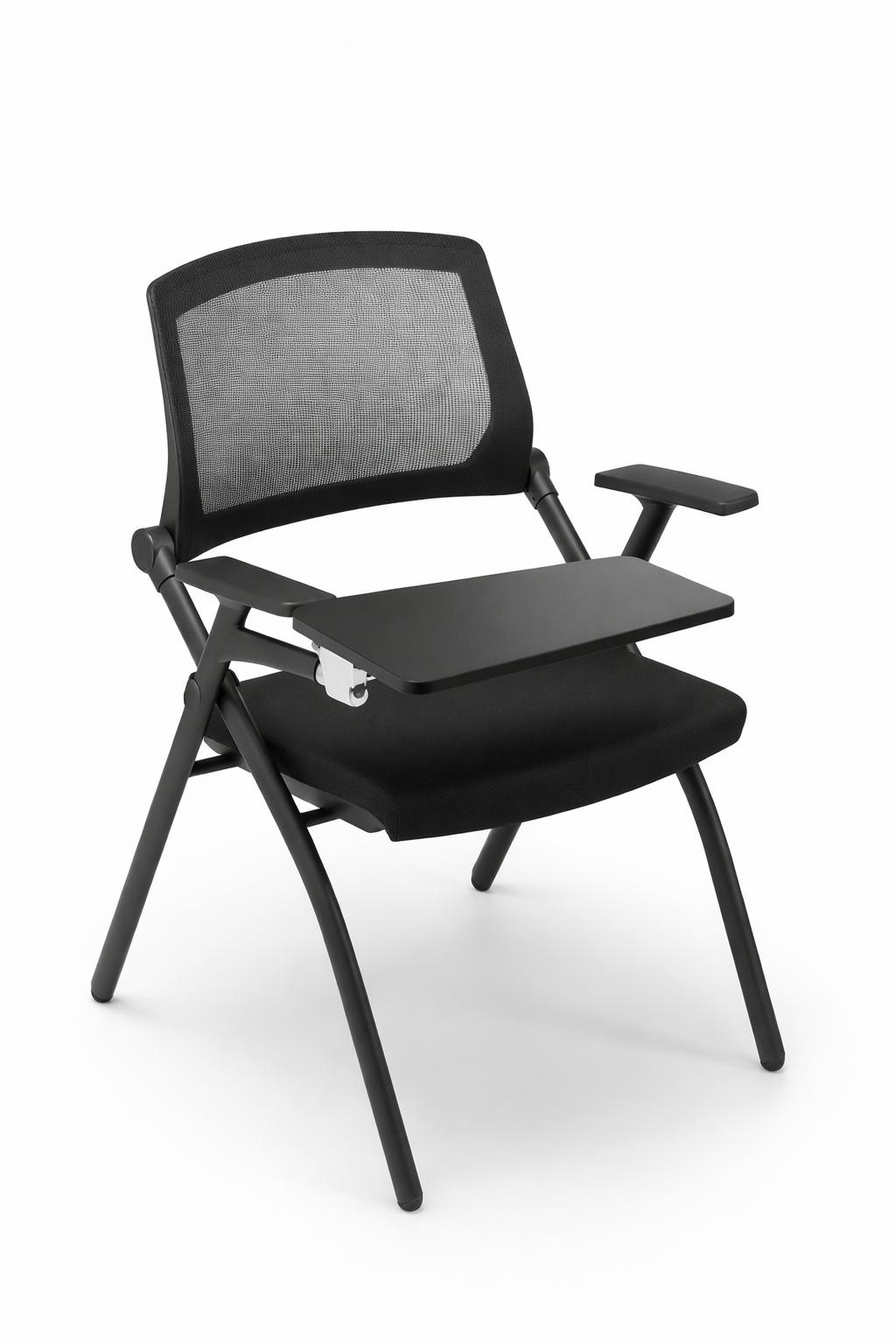 Ergonomischer Seminarstuhl mit faltbarem Tisch und Mesh-Rückenlehne