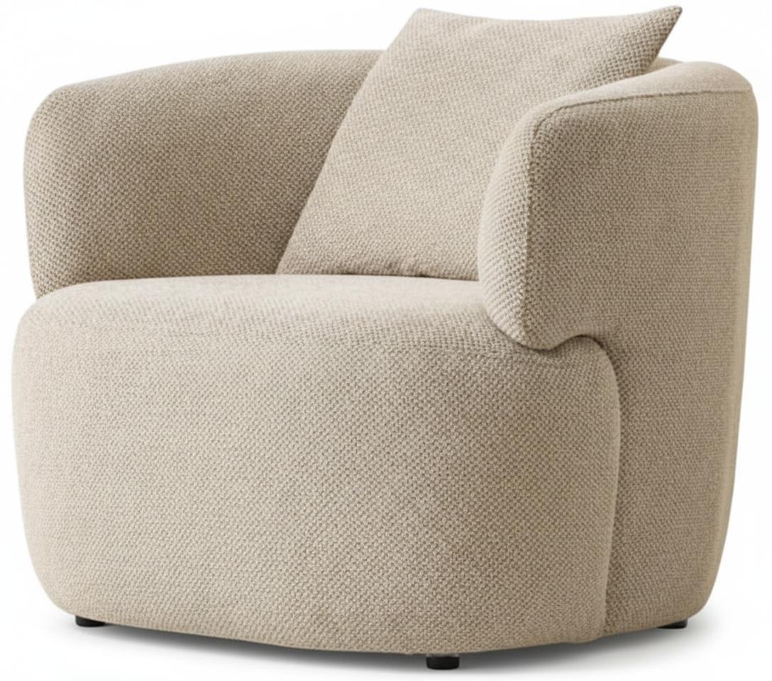 Sessel Moderner Stil Beige Holzrahmen Elegantes Design Polstersessel