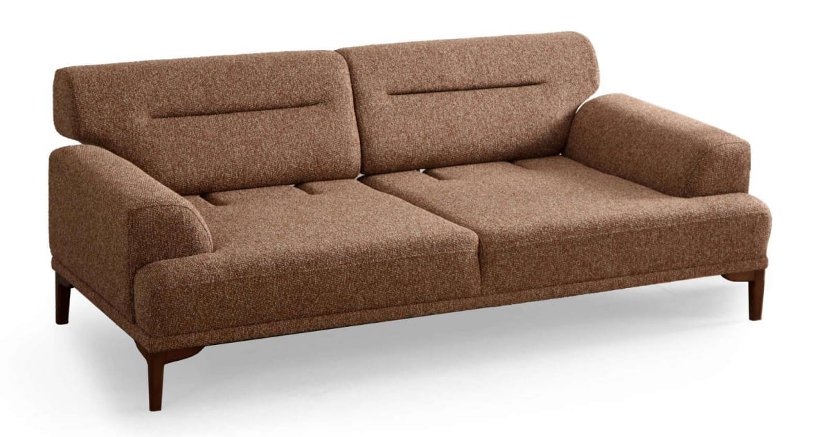 Wohnzimmer Dreisitzer Sofa Moderner Stil Braun Holzgestell Kissen Weich