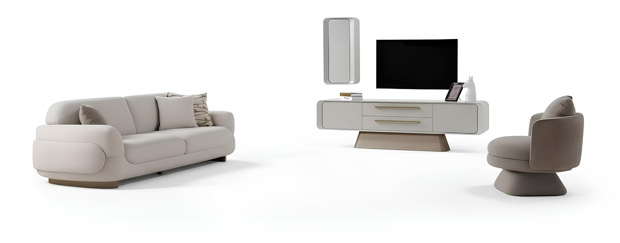 Wohnzimmer-Set Sofa Sessel Unterer Block Oberer Block Weiß Grau Farbe