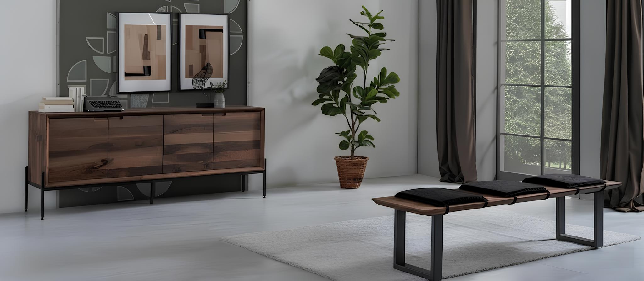 Sideboard Sitzbank Wohnzimmer Stil modern Farbe braun neu bequem Holz